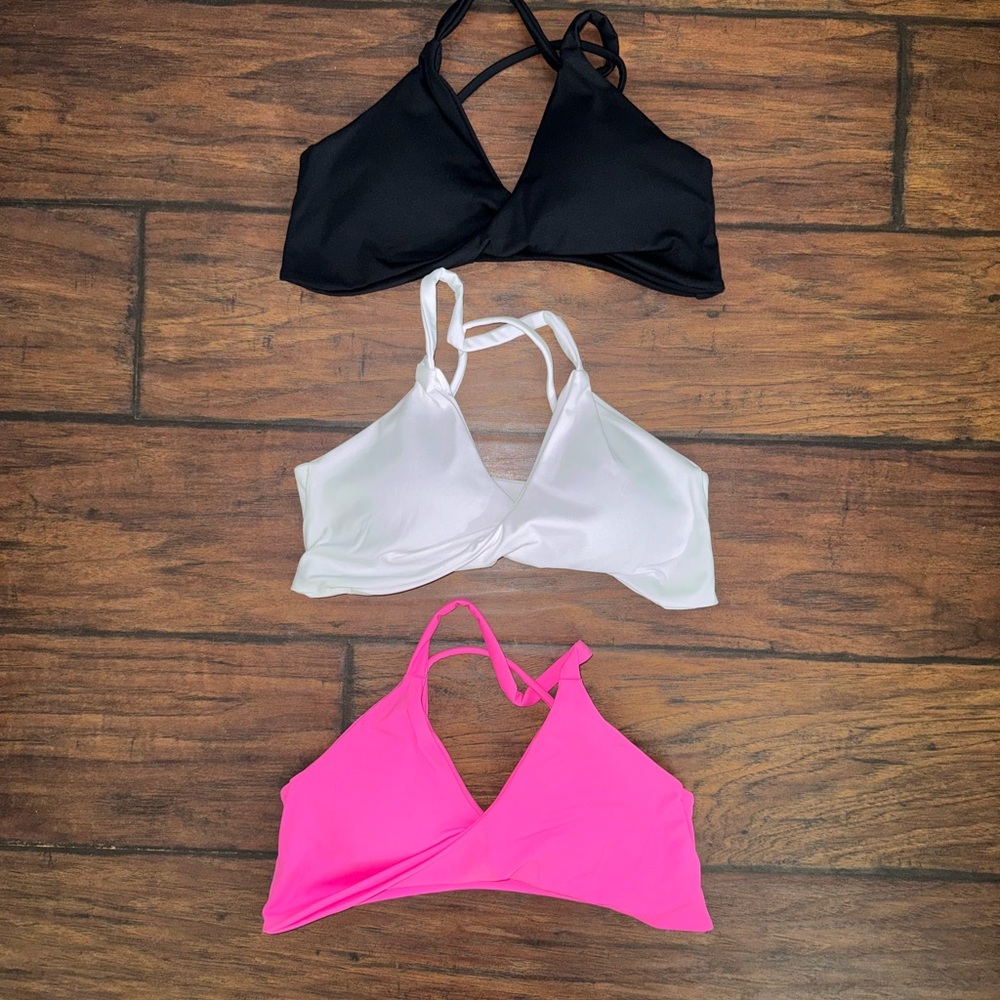 Black, White, and Pink Twist Sports Bras